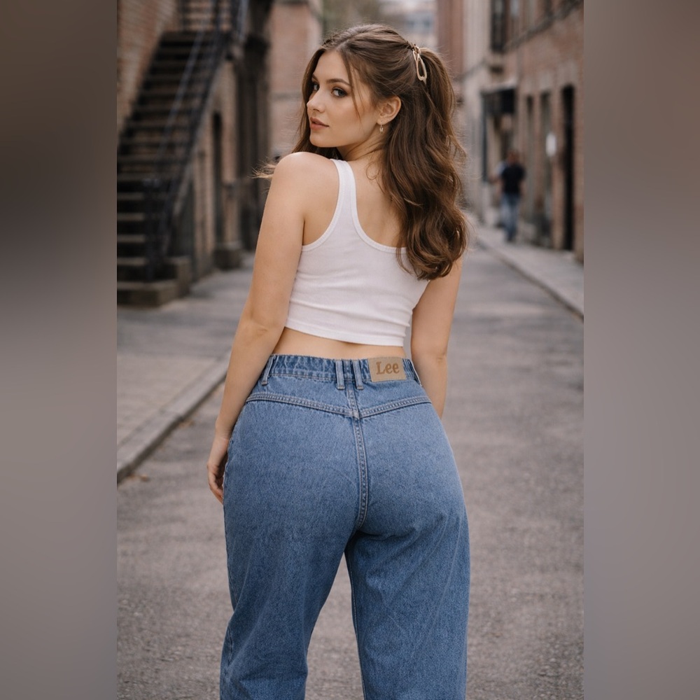 Vintage 90s Lee High-Waisted Mom Jeans | Size 12 Petite | Elastic Waist USA Made